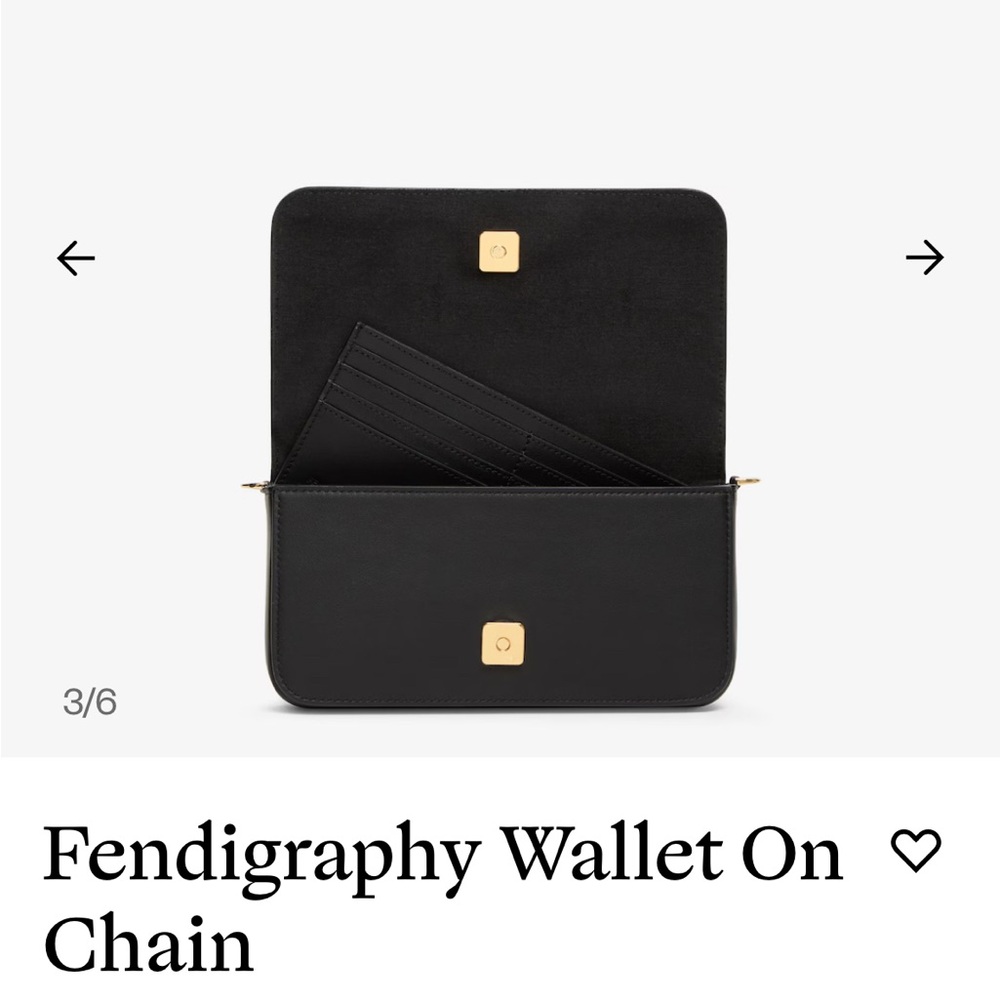 Fendi Black Wallet with Gold Chain - Picture 3 of 12